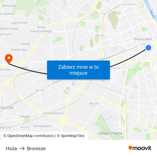 Hoża to Bronisze map