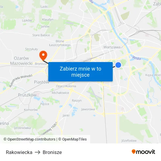 Rakowiecka to Bronisze map