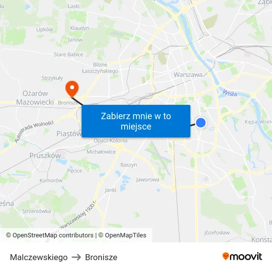 Malczewskiego to Bronisze map