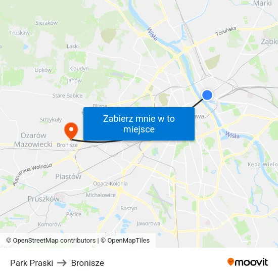 Park Praski to Bronisze map