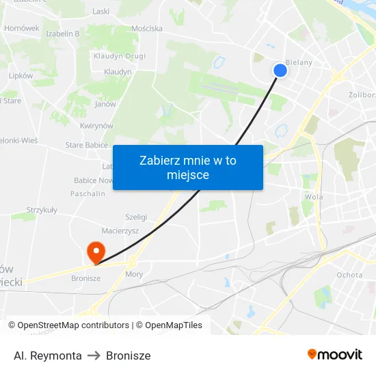 Al. Reymonta to Bronisze map