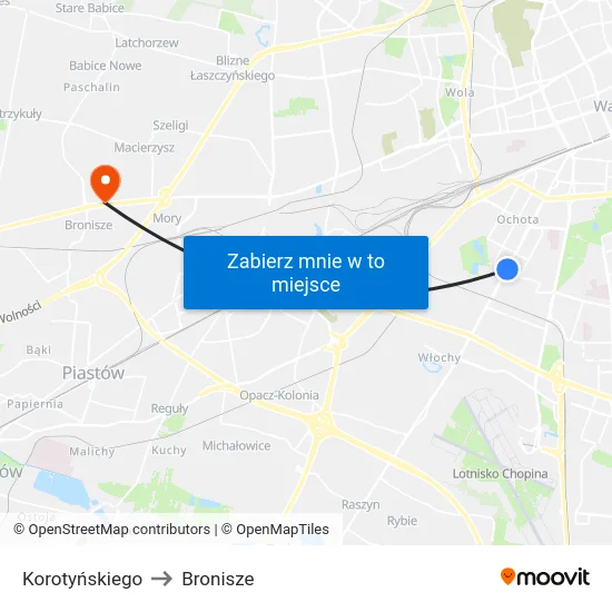 Korotyńskiego to Bronisze map