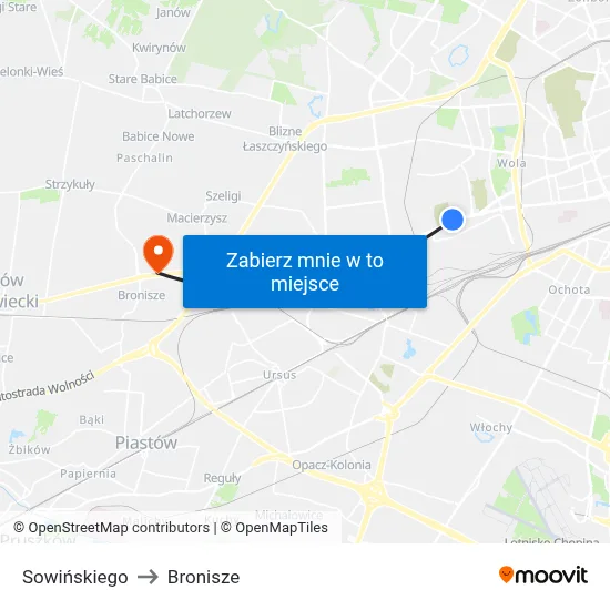 Sowińskiego to Bronisze map