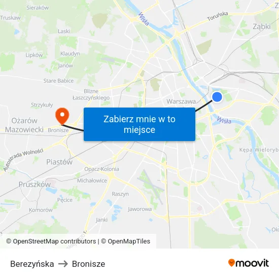 Berezyńska to Bronisze map