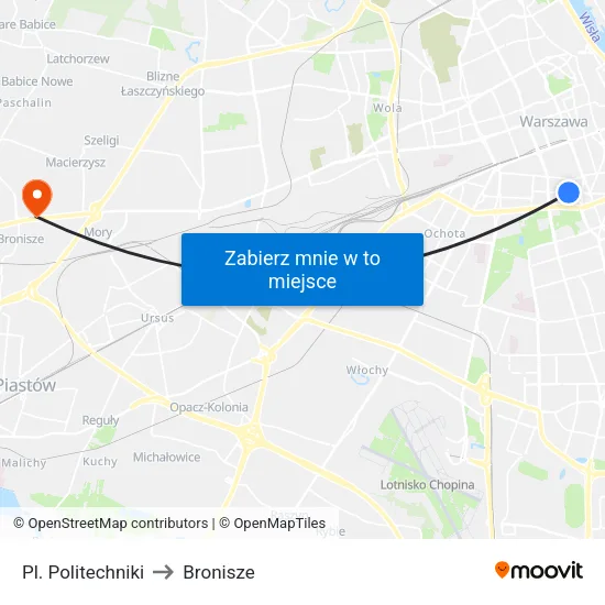 Pl. Politechniki to Bronisze map
