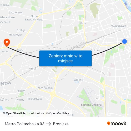 Metro Politechnika 03 to Bronisze map