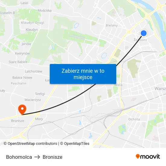 Bohomolca to Bronisze map