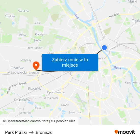 Park Praski to Bronisze map