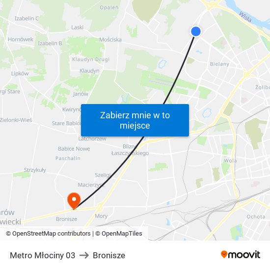 Metro Młociny 03 to Bronisze map