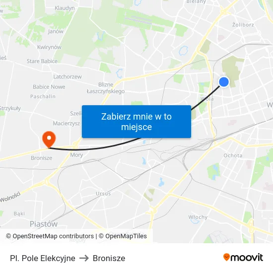 Pl. Pole Elekcyjne to Bronisze map