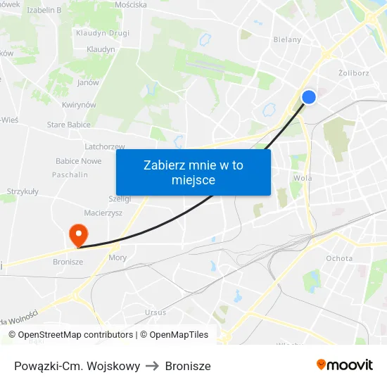 Powązki - Cm. Wojskowy to Bronisze map