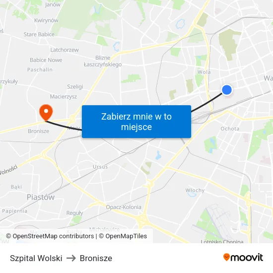 Szpital Wolski to Bronisze map