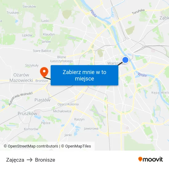 Zajęcza to Bronisze map