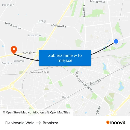 Ciepłownia Wola to Bronisze map