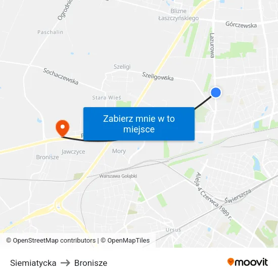 Siemiatycka to Bronisze map