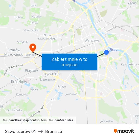 Szwoleżerów to Bronisze map