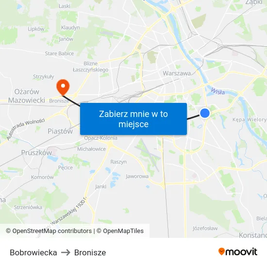 Bobrowiecka to Bronisze map