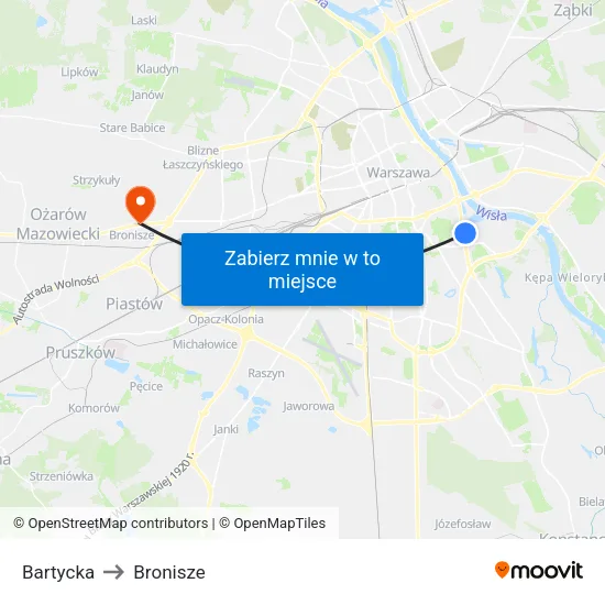Bartycka to Bronisze map