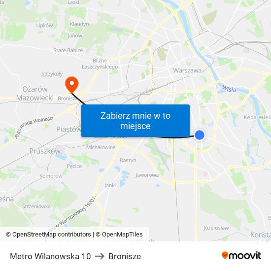 Metro Wilanowska 10 to Bronisze map