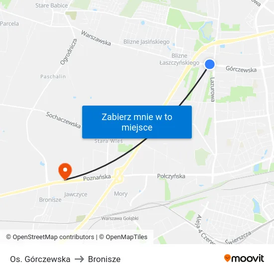 Os. Górczewska to Bronisze map