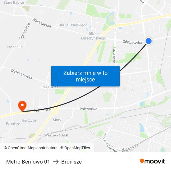 Metro Bemowo 01 to Bronisze map