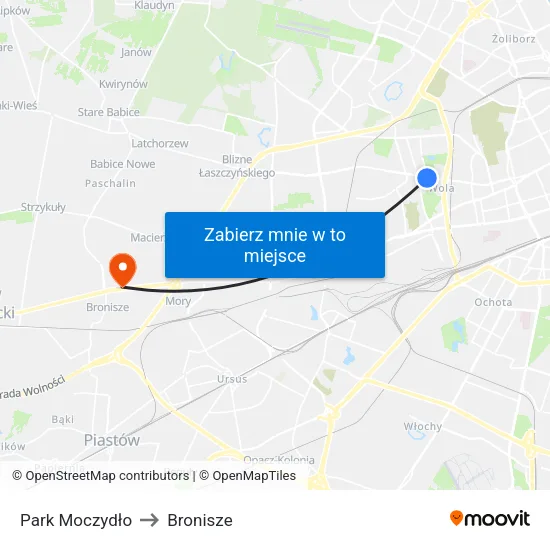 Park Moczydło to Bronisze map