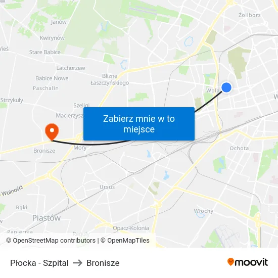 Płocka - Szpital to Bronisze map