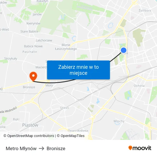 Metro Młynów to Bronisze map