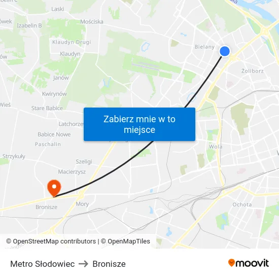 Metro Słodowiec to Bronisze map