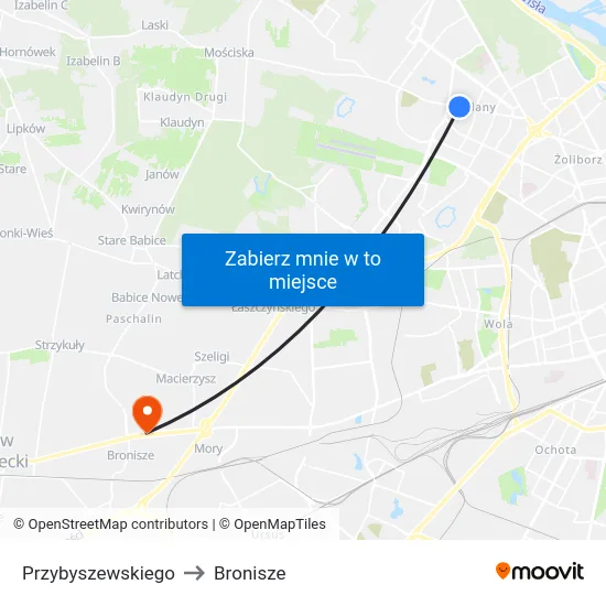 Przybyszewskiego to Bronisze map