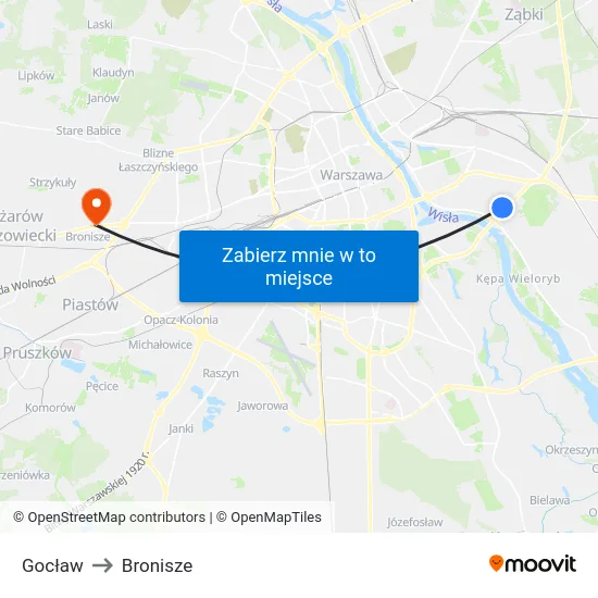 Gocław to Bronisze map