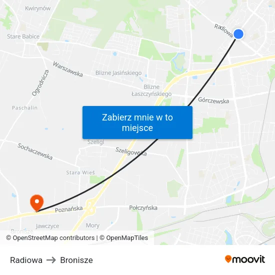 Radiowa to Bronisze map