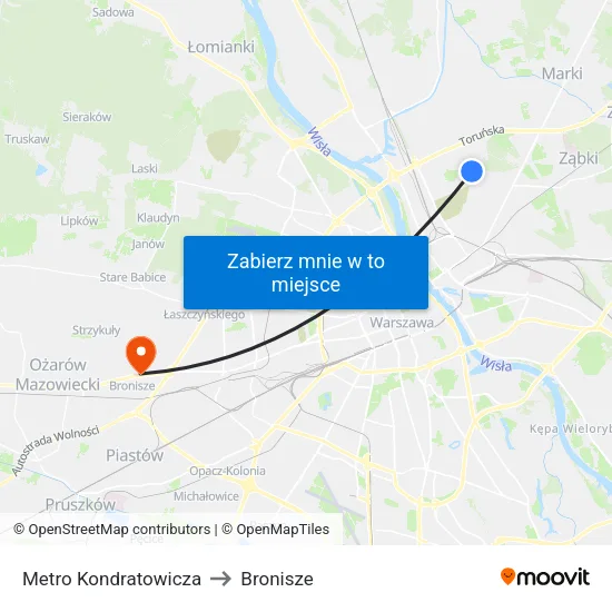 Metro Kondratowicza to Bronisze map