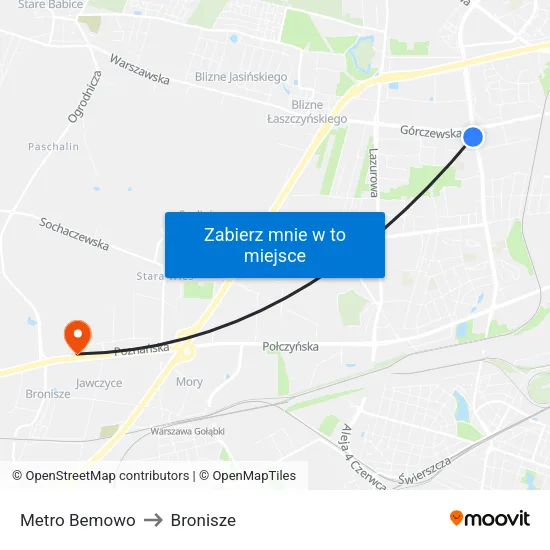Metro Bemowo to Bronisze map