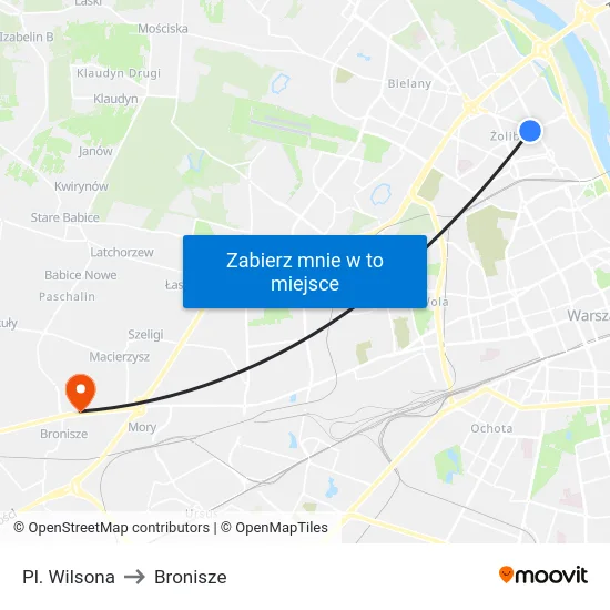 Pl. Wilsona to Bronisze map