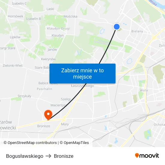 Bogusławskiego to Bronisze map