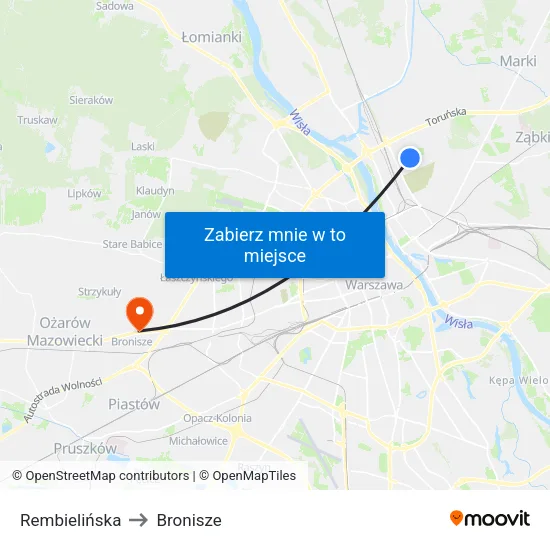 Rembielińska to Bronisze map