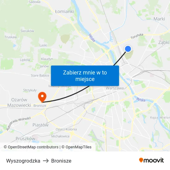 Wyszogrodzka to Bronisze map