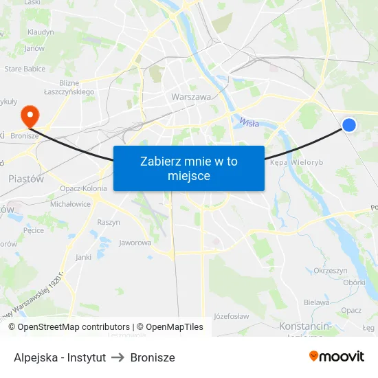 Alpejska - Instytut to Bronisze map