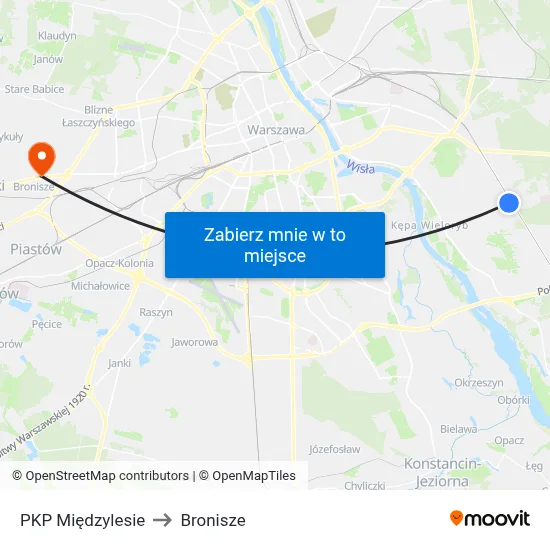 PKP Międzylesie to Bronisze map