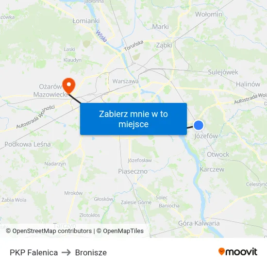 PKP Falenica to Bronisze map