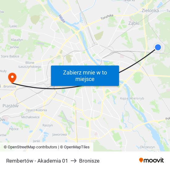 Rembertów-Akademia to Bronisze map