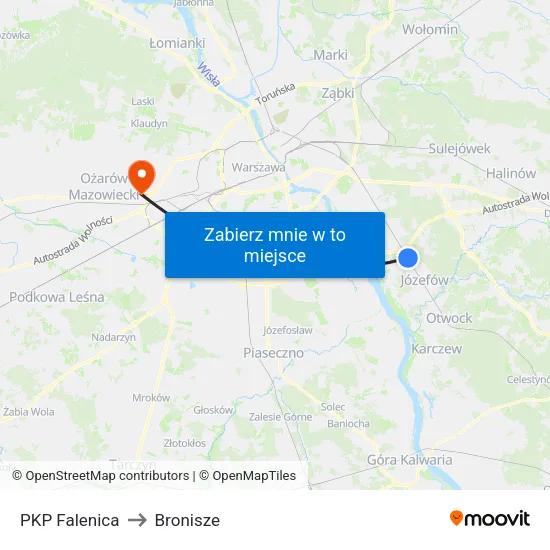 PKP Falenica to Bronisze map