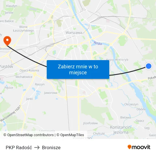 PKP Radość to Bronisze map