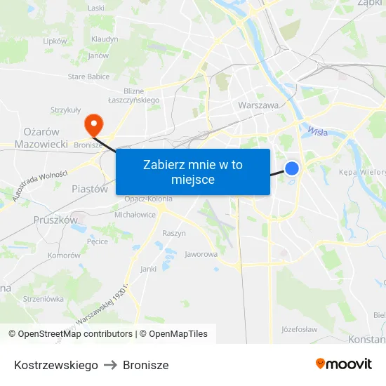 Kostrzewskiego to Bronisze map