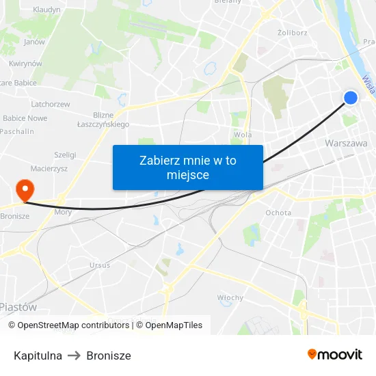 Kapitulna to Bronisze map