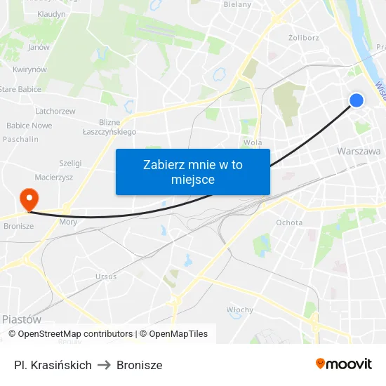 Pl. Krasińskich to Bronisze map