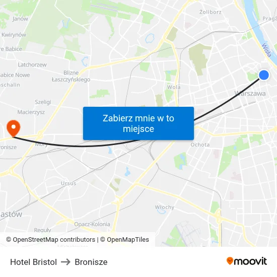 Hotel Bristol to Bronisze map