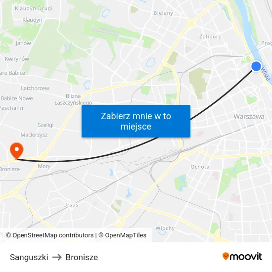 Sanguszki to Bronisze map