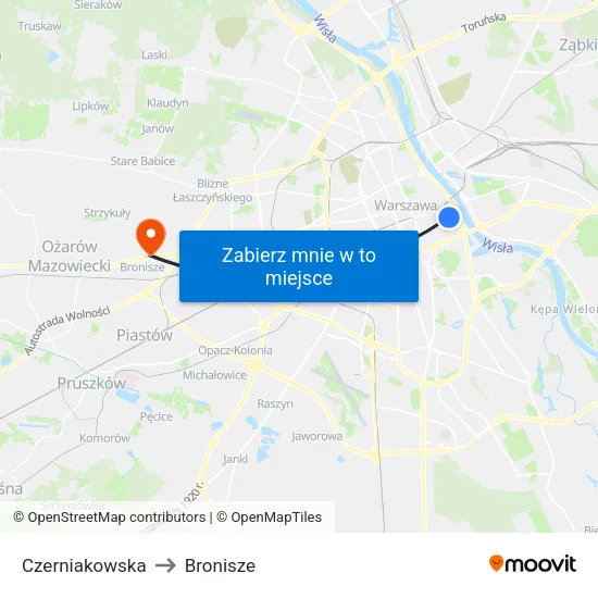 Czerniakowska to Bronisze map